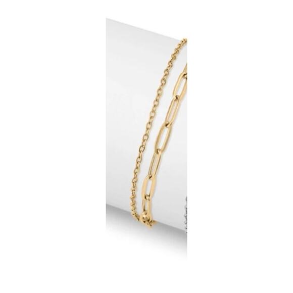 Gold Plated Stainless Steel Loop & Paperclip Chain Anklet 9' + 1.25" extender - Picture 4 of 4